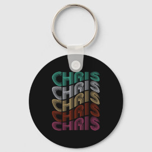 Groovy Chris D Name I Love Chris 70,80's Meme  Keychain