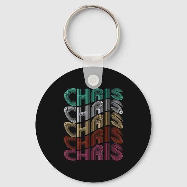 Groovy Chris D Name I Love Chris 70,80's Meme  Keychain (Front)