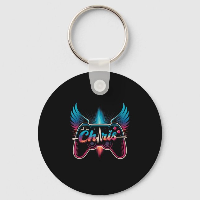 Groovy Chris First Name D Chris Control Game Meme  Keychain (Front)