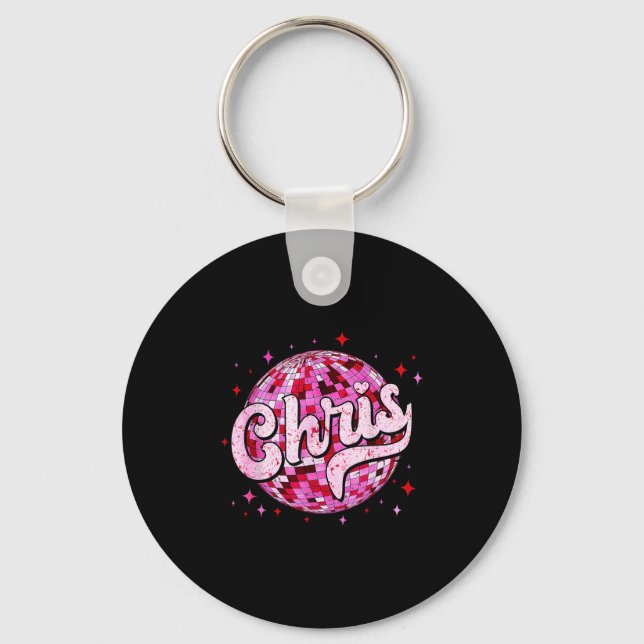 Groovy Chris First Name D I Love Chris Tees Meme  Keychain (Front)