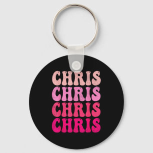 Groovy Chris First Name D I Love Chris Tees Meme Keychain