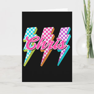 Groovy Chris Lightning Bolt Checkered I Love Meme  Card