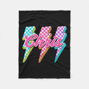 Groovy Chris Lightning Bolt Checkered I Love Meme Fleece Blanket
