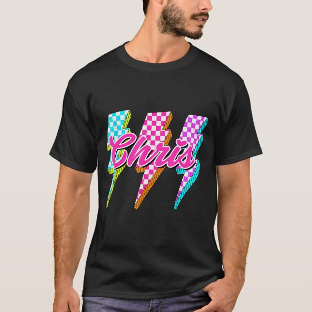 Groovy Chris Lightning Bolt Checkered I Love Meme  T-Shirt (Front)