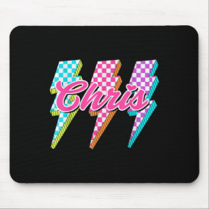 Groovy Chris Lightning Bolt Chequered I Love Meme  Mouse Pad