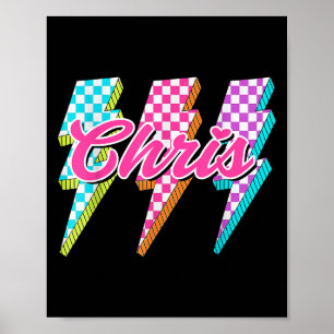 Groovy Chris Lightning Bolt Chequered I Love Meme Poster