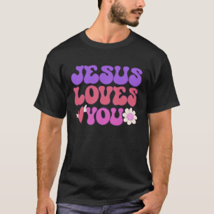 Groovy Christian Jesus Loves You 70 s Hippie T-Shirt