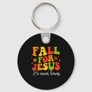 Groovy Christian Sayings Halloween Fall For Jesus  Keychain