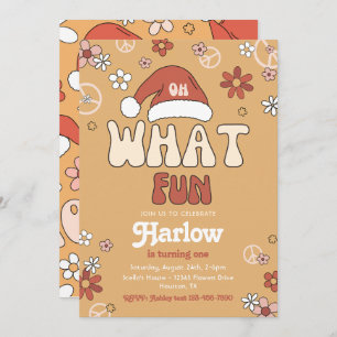 Groovy Christmas Birthday Invitation   Winter