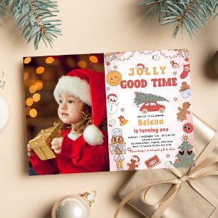 Groovy Christmas Birthday Party Jolly good time    Invitation