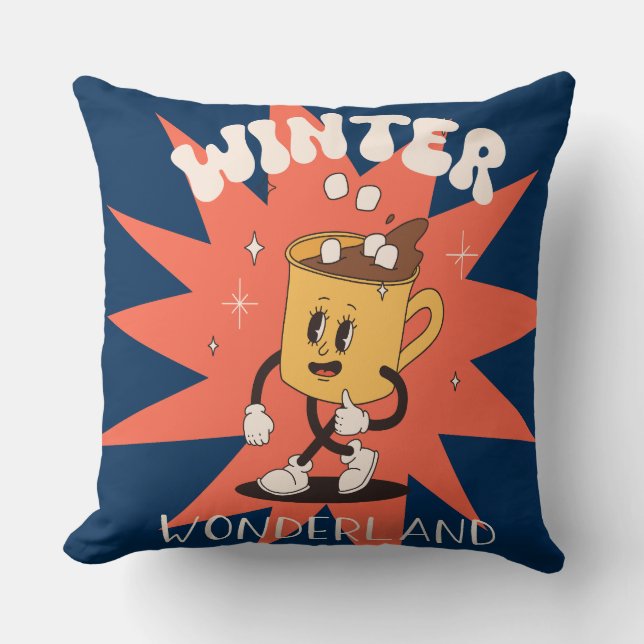 Groovy Christmas Day Throw Pillow (Front)
