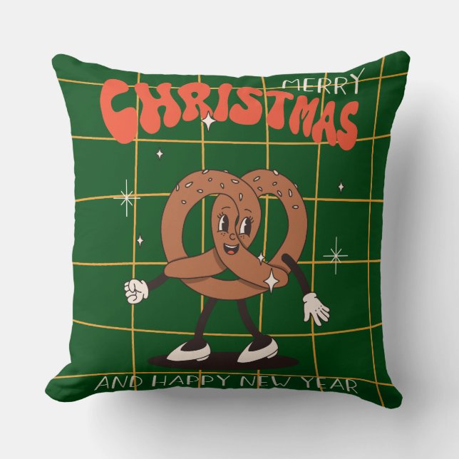 Groovy Christmas Day Throw Pillow (Front)