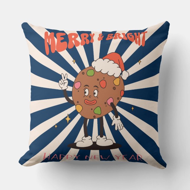 Groovy Christmas Day Throw Pillow (Front)
