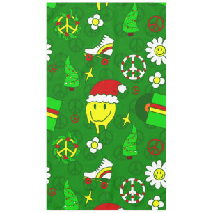 groovy christmas happy face santa 1970s  tablecloth