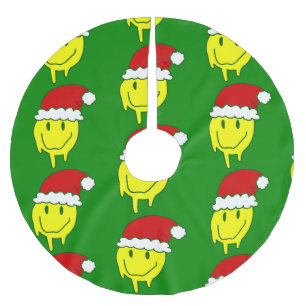 groovy christmas happy face santa dripping brushed polyester tree skirt