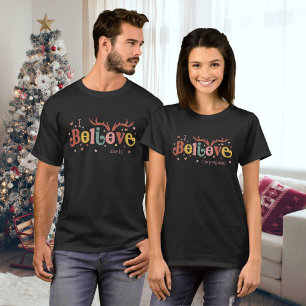 Groovy Christmas I Believe She Is Couple's  T-Shirt
