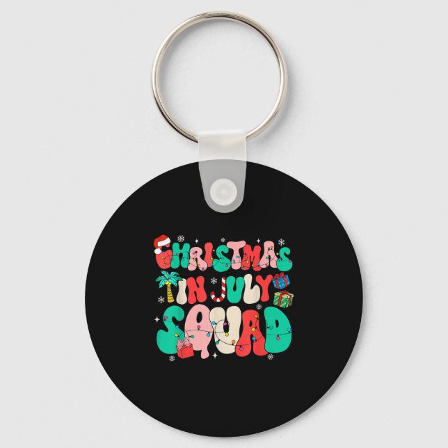 Groovy Christmas In July Squad Hawaii Beach Summer Keychain (Front)