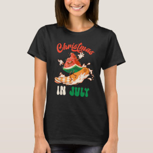 Groovy Christmas In July Watermelon Surfing Tropic T-Shirt
