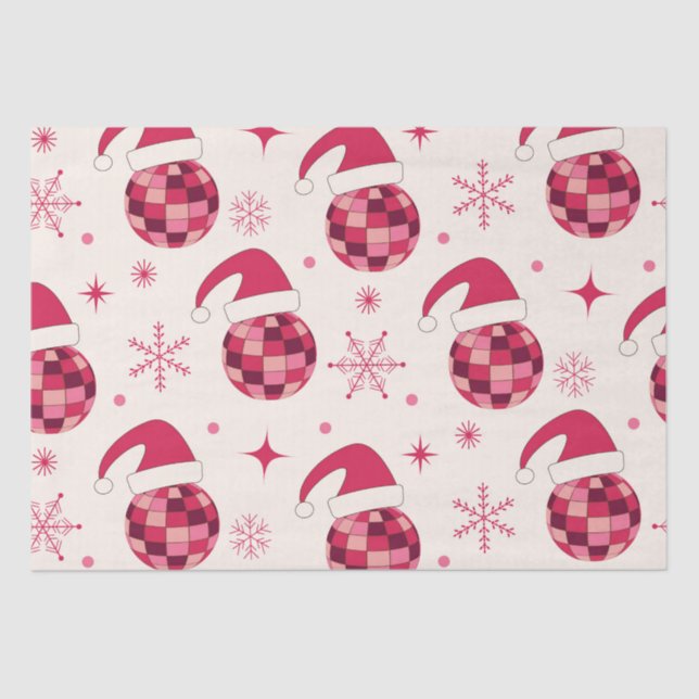 Groovy Christmas Santa Disco Balls Pattern  Tissue Paper (Front)
