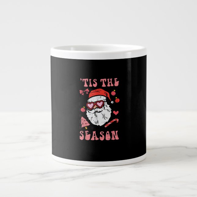 Groovy Christmas Santa Tis The Season Large Coffee Mug (Front)