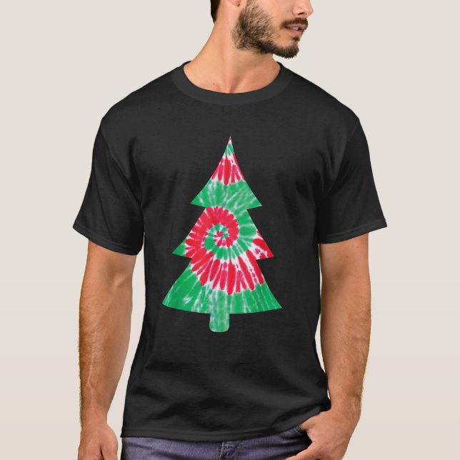 Groovy Christmas Tie Dye Tree  Tye Die Tee Top  (Front)