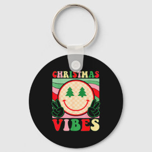Groovy Christmas Vibes Happy Christmas Day For Men Keychain