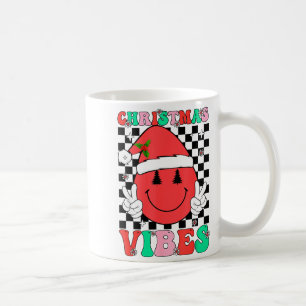 Groovy Christmas Vibes Smile Face Santa Hat Xmas T Coffee Mug