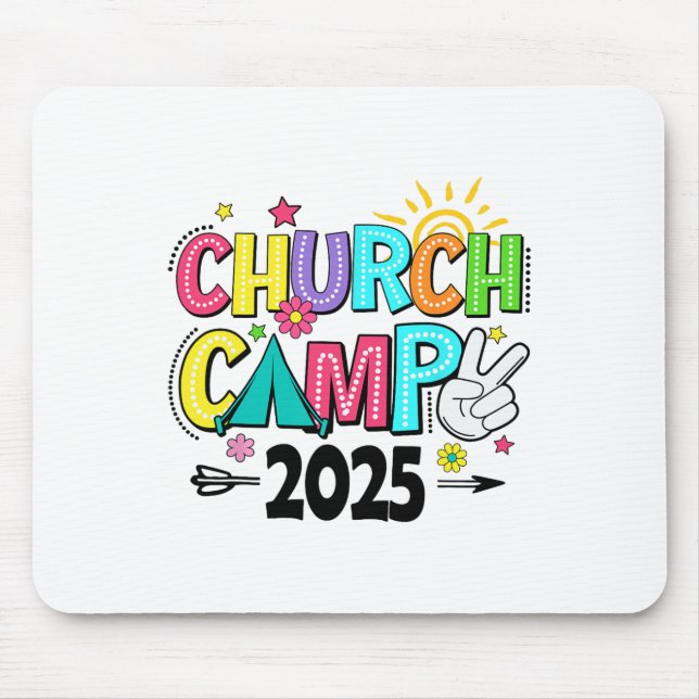 Groovy Church Camp 2025 Matching Christian Camp Fa Mouse Pad (Front)