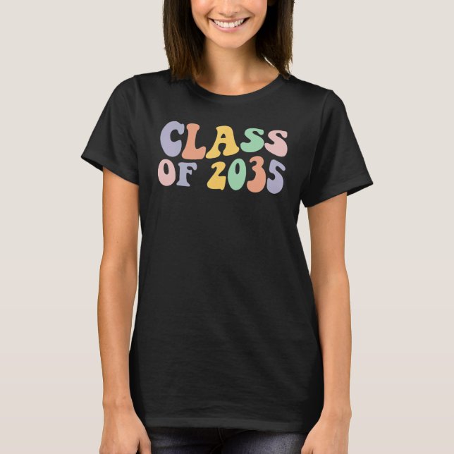 Groovy Class Of 2035 Kindergarten Graduation Schoo T-Shirt (Front)