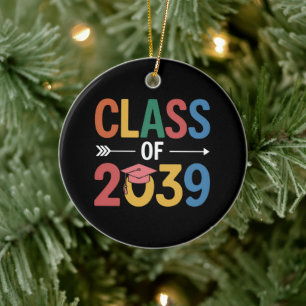 Groovy Class Of 2039 Graduation Senior 2039 Ceramic Ornament