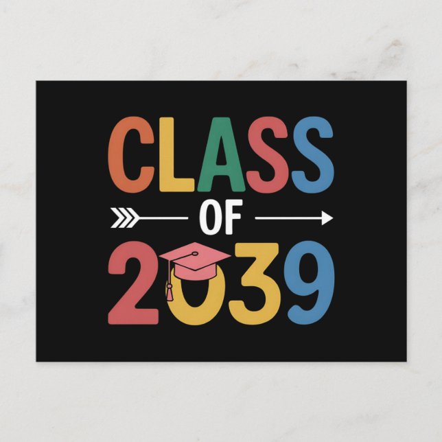 Groovy Class Of 2039 Graduation Senior 2039 Postcard (Front)