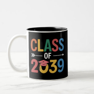 Groovy Class Of 2039 Graduation Senior 2039 Two-Tone Coffee Mug