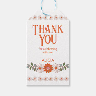 Groovy Classic Daisy Hippie Flora Leaf Thank You Gift Tags