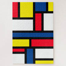 Groovy Colorful Modern Mondrian Style Abstract Art