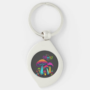 Groovy Colorful Psychedelic Mushrooms Keychain