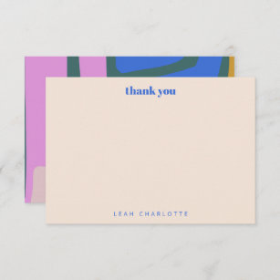 Groovy Colourful Abstract Blue Custom Bat Mitzvah Thank You Card