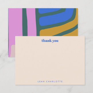Groovy Colourful Abstract Blue Custom Bat Mitzvah Thank You Card