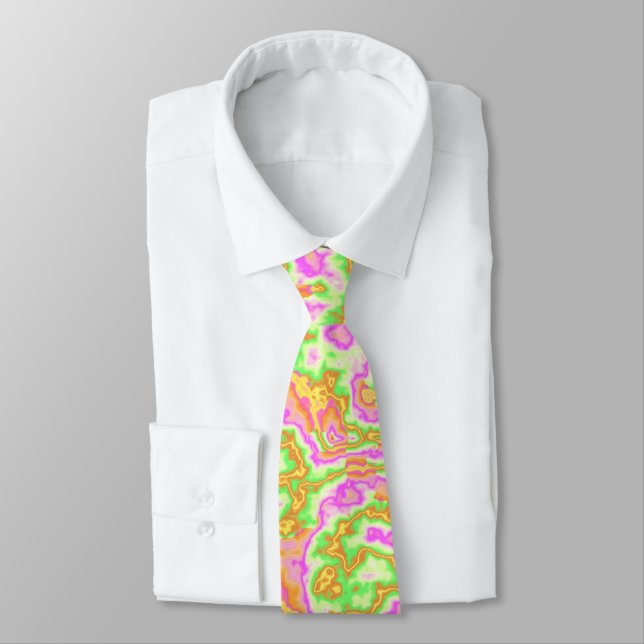 Groovy Colourful Acid Trip Retro Hippie Marble Art Tie (Tied)
