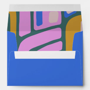 Groovy Colourful Blue Bat Mitzvah Return Address Envelope