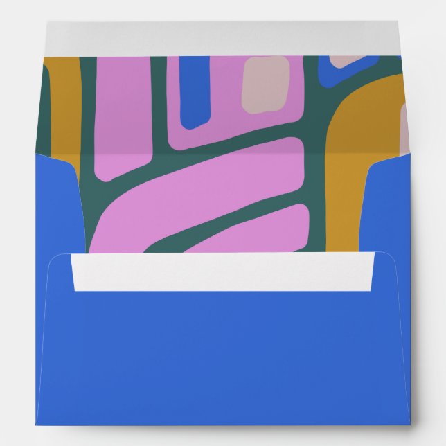 Groovy Colourful Blue Bat Mitzvah Return Address Envelope (Back (Bottom))