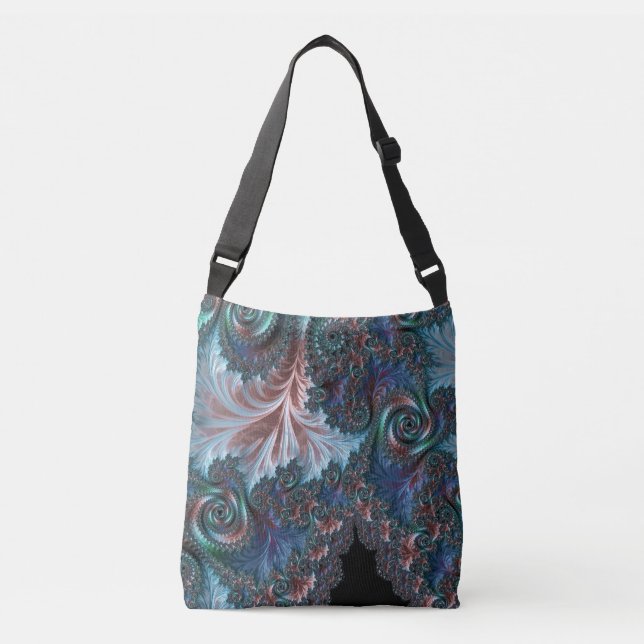 Groovy Colourful Boho Hippie Mandelbrot Fractal Ar Crossbody Bag (Front)