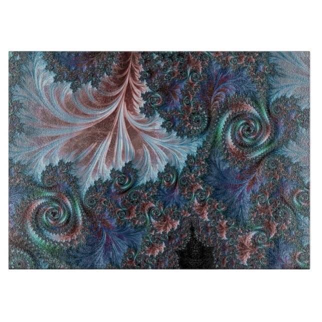 Groovy Colourful Boho Hippie Mandelbrot Fractal Ar Cutting Board (Front)