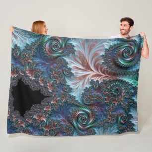Groovy Colourful Boho Hippie Mandelbrot Fractal Ar Fleece Blanket