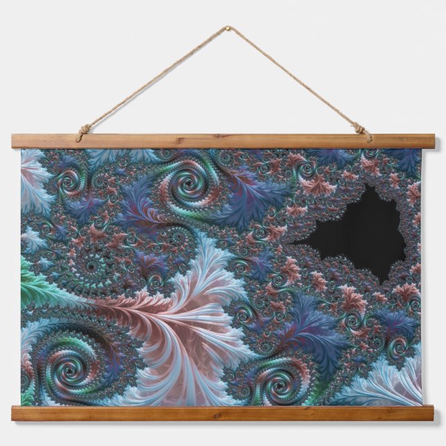 Groovy Colourful Boho Hippie Mandelbrot Fractal Ar Hanging Tapestry (Front)