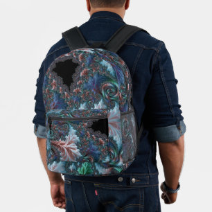 Groovy Colourful Boho Hippie Mandelbrot Fractal Ar Printed Backpack