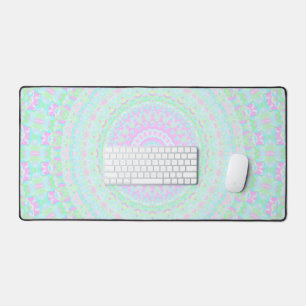 Groovy Colourful Boho Hippie Muted Pastel Mandala Desk Mat