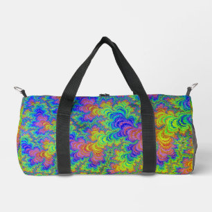 Groovy Colourful Boho Hippie Trippy Rainbow Fracta Duffle Bag