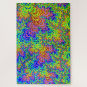Groovy Colourful Boho Hippie Trippy Rainbow Fracta Jigsaw Puzzle