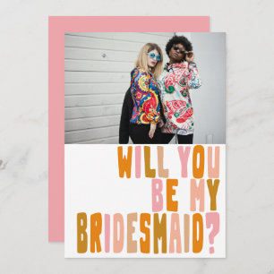 Groovy Colourful Bridesmaid Photo Proposal Card