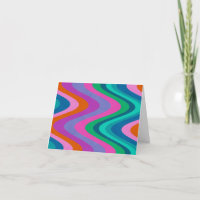 Groovy Colourful Curvy Lines Unique Retro Blank